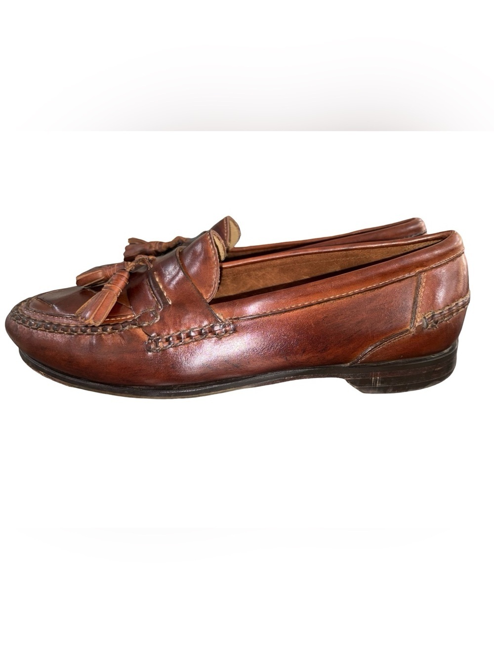 Johnston & Murphy Brown Leather Tassel Loafers Men’s Size 12M Woven Detail - Picture 8 of 10